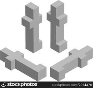 Isometric letter t. Template for creating logos, emblems, monograms. Black and white. 3D art symbol illustration