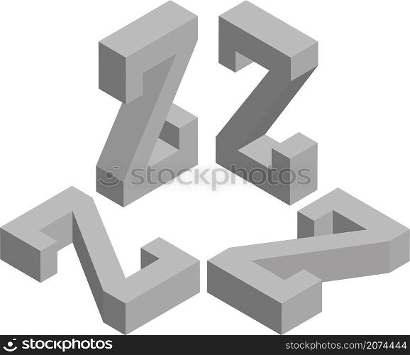 Isometric letter Z. Template for creating logos, emblems, monograms. Black and white. 3D art symbol illustration
