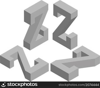 Isometric letter Z. Template for creating logos, emblems, monograms. Black and white. 3D art symbol illustration