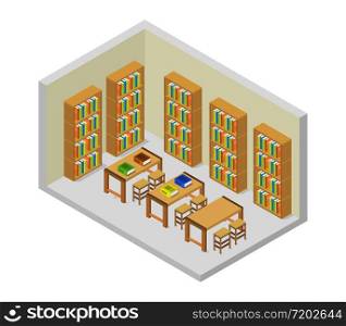 isometric library room