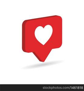 Isometric like icon with heart.Comment 3d cartoon flat style.Isometric heart of rating, social media, followers feedback, referral program, blogging. vector eps10. Isometric like icon with heart.Comment 3d cartoon flat style.Isometric heart of rating, social media, followers feedback, referral program, blogging. vector