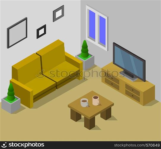 isometric lounge room