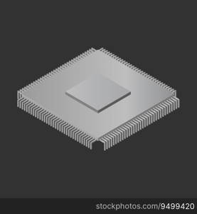 Isometric microprocessor. Color vector illustration on the white background. Isometric CPU micro chip. Color vector image