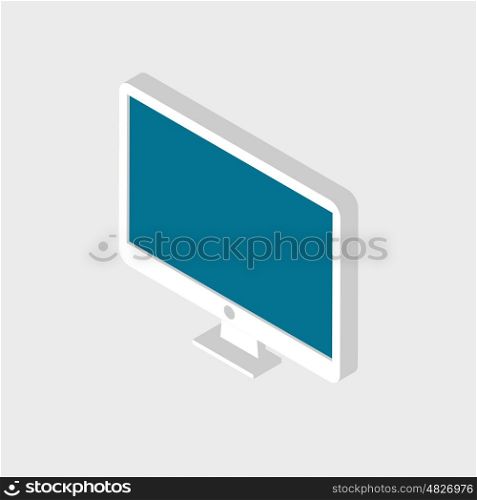 Isometric monoblock computer. Isometric monoblock computer for advertising and promotion