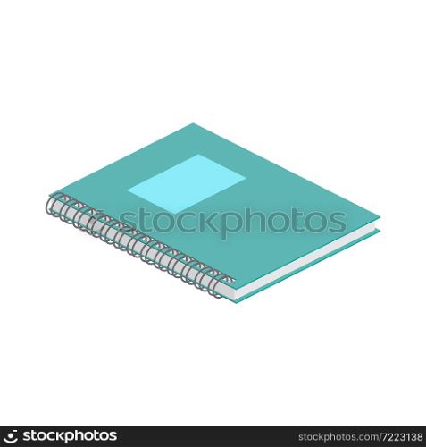 Isometric notebook on white background. For web design and application interface, also useful for infographics. Vector illustration.