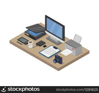 isometric office desk