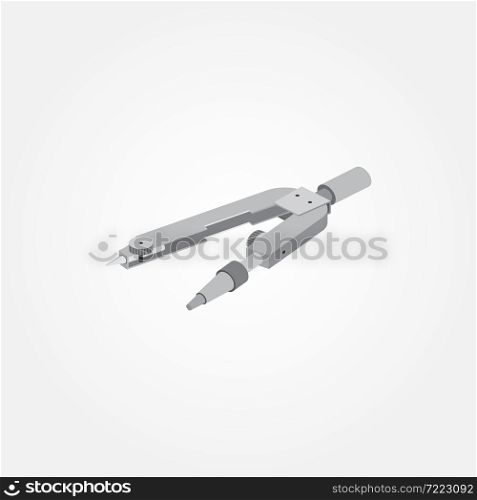 Isometric pair of compasses on white background.For web design and application interface, also useful for infographics.Vector illustration.. Isometric pair of compasses on white background.For web design a