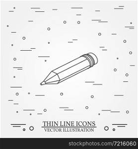 Isometric pencil on white background. For web design and application interface, also useful for infographics.Thin line icon. Vector illustration.