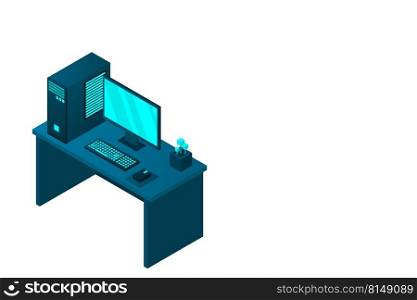Isometric personal computer. Illustration suitable for advertising and promotion