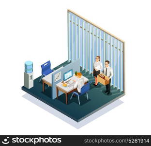 Isometric Recruitment People. Isometric recruitment people working at office 3d vector illustration