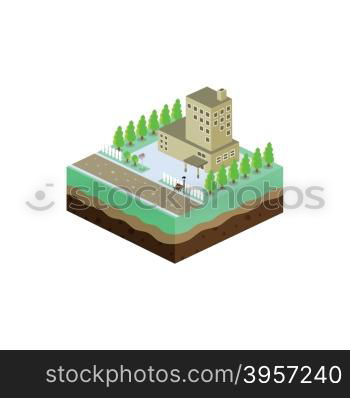 isometric residential view cartoon theme. isometric residential view cartoon theme vector illustration