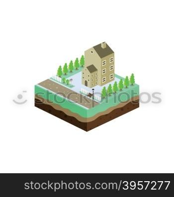 isometric residential view cartoon theme. isometric residential view cartoon theme vector illustration