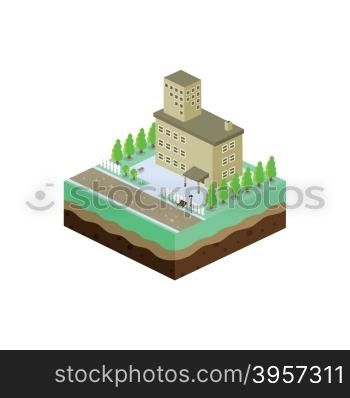isometric residential view cartoon theme. isometric residential view cartoon theme vector illustration