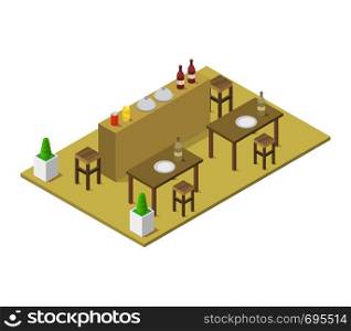 isometric restaurant room