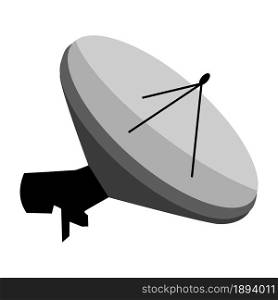 Isometric satellite dish for receiving television channels isolated on white. TV antenna. Vector EPS10.