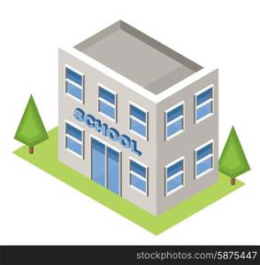 Isometric school on a white background. Isolated. Vector illustration.