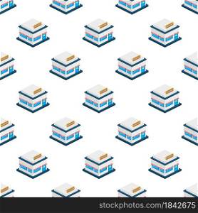 Isometric shop or market store front exterior facade pattern. Vector illustration. Isometric shop or market store front exterior facade pattern. Vector illustration.