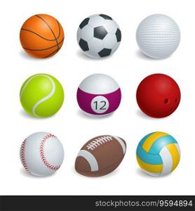Isometric sports balls set vector ima≥
