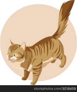 Isometric standing cat icon. Vector image of the Isometric standing cat icon