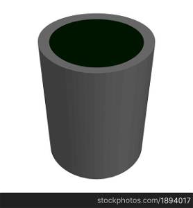 Isometric street trash can made of concrete isolated on white. The waste bin tapers towards the bottom. Vector EPS10.
