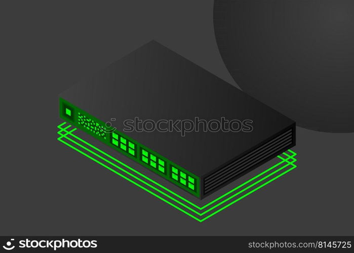 Isometric Switch with Up link Port Vector Illustration