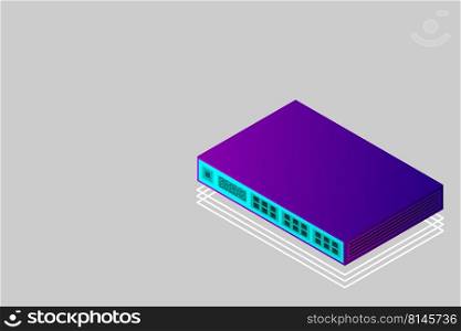 Isometric Switch with Up link Port Vector Illustration