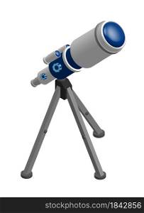 Isometric Telescope on tripod for observing space, stars and planets of solar system. Space exploration. Realistic 3D vector on white background