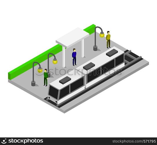 isometric tram stop