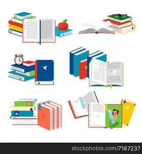 Isometric vector books vector illustration. Reading concept with diary, notepads, sketchbooks. Book education and study, literature for learning. Isometric vector books vector illustration. Reading concept with diary, notepads, sketchbooks