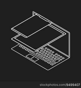 Isometric vector illustration with smartphone, tablet and laptop. Isometric icon. Isometric vector icons with smartphones and laptop