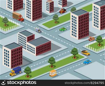 Isometric vector image of a modern city