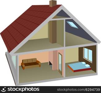 Isometric vector section of the rural home