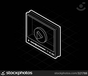 Isometric video player interface for web site design or mobile application. Vector illustration on black background. isometric video player interface for web site design or mobile application. Vector illustration on black