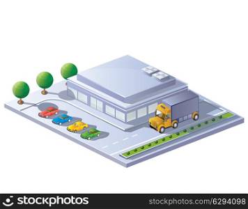 isometric view of a supermarket on a white background