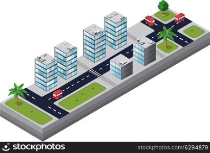 Isometric view of the urban area on the white background