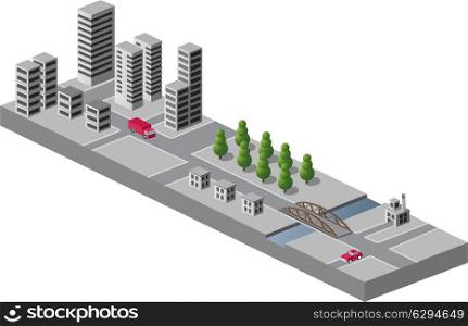 Isometric view of the urban landscape