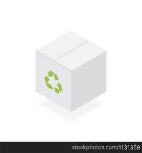 Isometric white box, isolated on white background, conservative concept