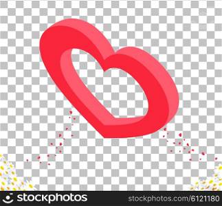 Isomitric 3d heart valentine day design. Valentine heart, day love, wedding holiday, romantic marriage label, frame heart, pretty heart, unusual fashion 3d heart, isometric heart illustration