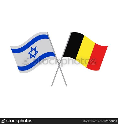 Israel and Belgium flags vector icon isolated on white background