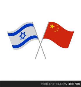 Israel and China flags vector icon isolated on white background