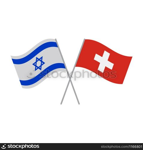Israel and Switzerland flags vector icon isolated on white background