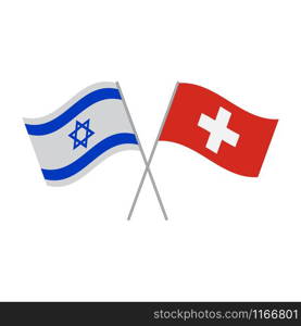 Israel and Switzerland flags vector icon isolated on white background