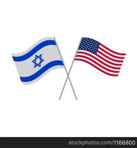 Israel and United States flags vector icon isolated on white background