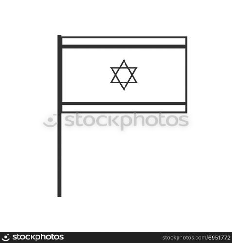 Israel flag icon in black flat outline design. Israel Independence Day holiday concept.