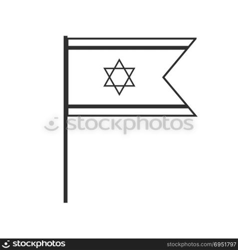 Israel flag icon in black flat outline design. Israel Independence Day holiday concept.