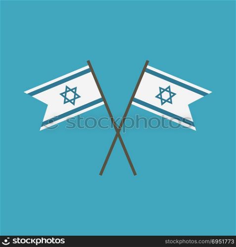 Israel flag icon in flat design. Israel Independence Day holiday concept.