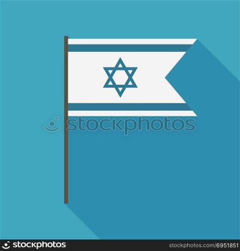 Israel flag icon in flat long shadow design. Israel Independence Day holiday concept.