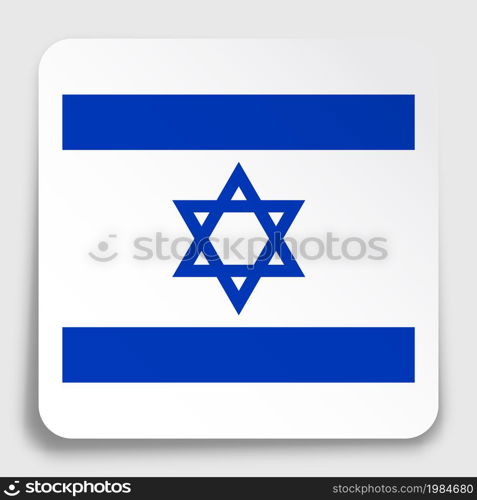 ISRAEL flag icon on paper square sticker with shadow. Button for mobile application or web. Vector