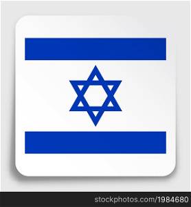 ISRAEL flag icon on paper square sticker with shadow. Button for mobile application or web. Vector
