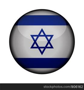 israel Flag in glossy round button of icon. israel emblem isolated on white background. National concept sign. Independence Day. Vector illustration.